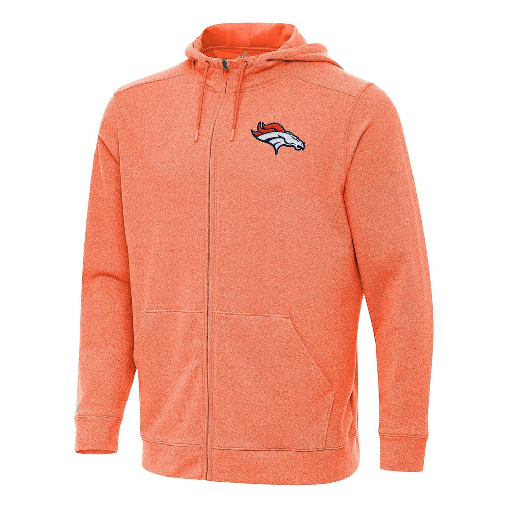 Denver Broncos Antigua Effortless Full-Zip Hoodie Heather Orange