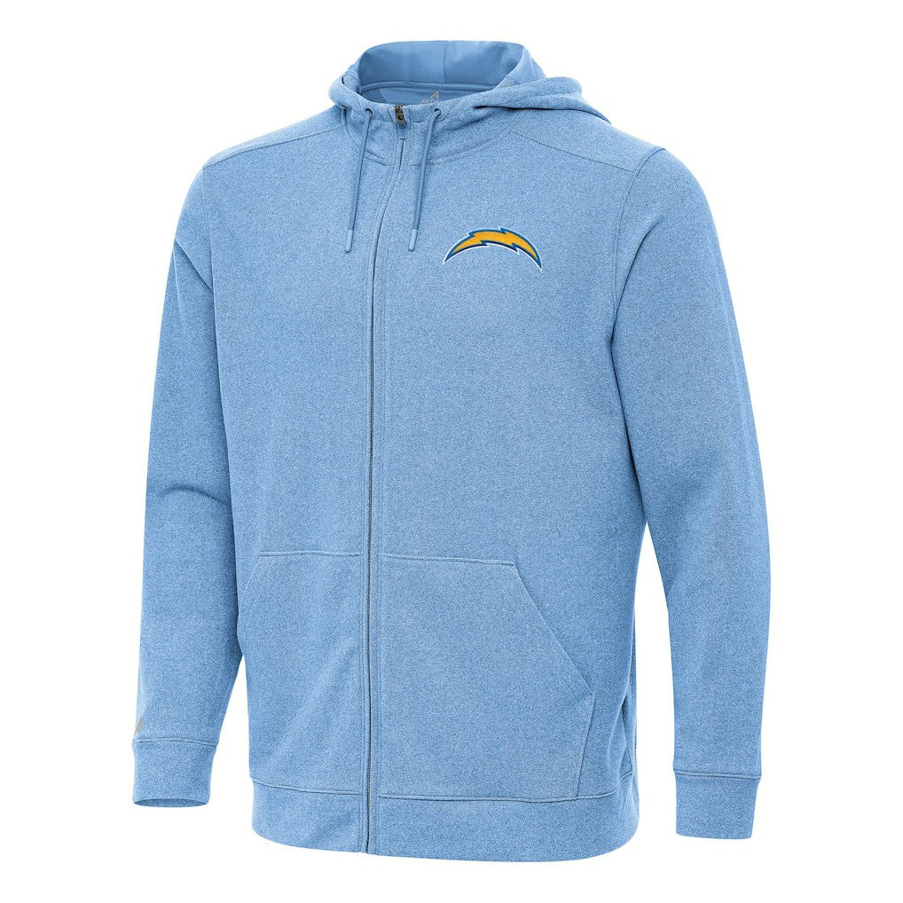 Los Angeles Chargers Antigua Effortless Full-Zip Hoodie Heather Powder Blue