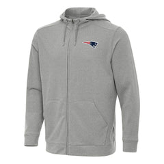 New England Patriots Antigua Effortless Full-Zip Hoodie Heather Gray