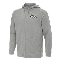 Denver Broncos Antigua Effortless Full-Zip Hoodie Heather Gray