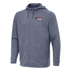 Denver Broncos Antigua Effortless Full-Zip Hoodie Heather Navy