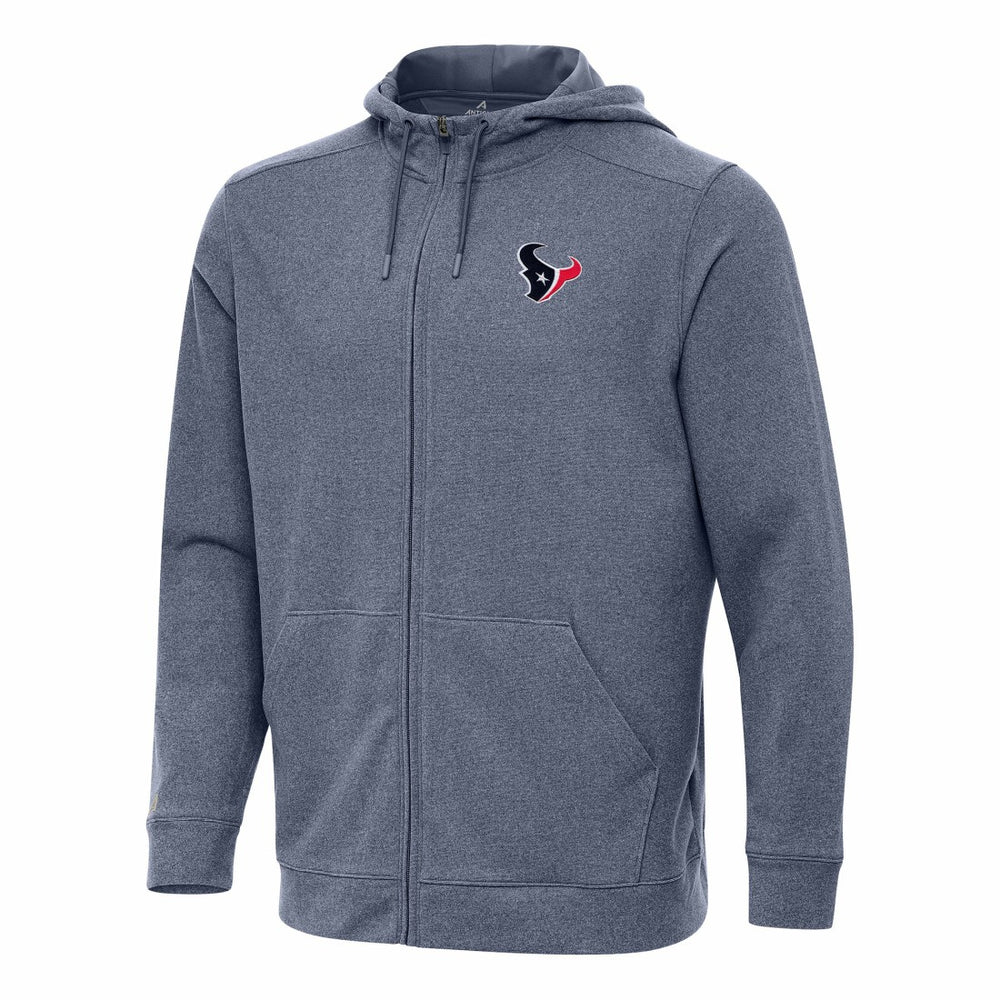 Houston Texans Antigua Effortless Full-Zip Hoodie Heather Navy