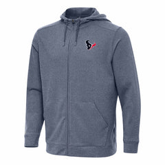 Houston Texans Antigua Effortless Full-Zip Hoodie Heather Navy