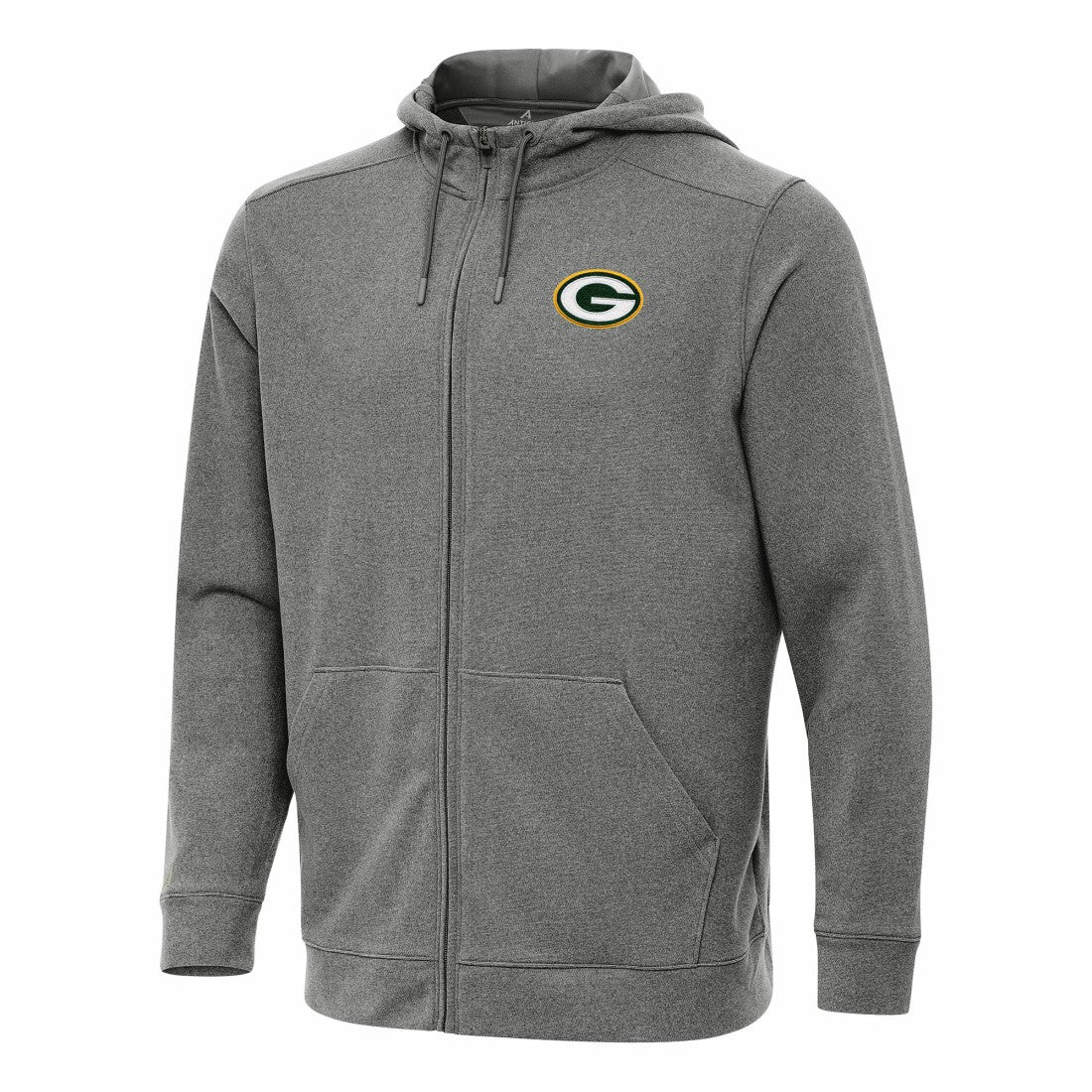 Green Bay Packers Antigua Effortless Full-Zip Hoodie Heather Black