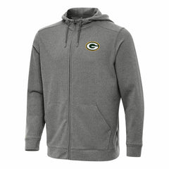 Green Bay Packers Antigua Effortless Full-Zip Hoodie Heather Black