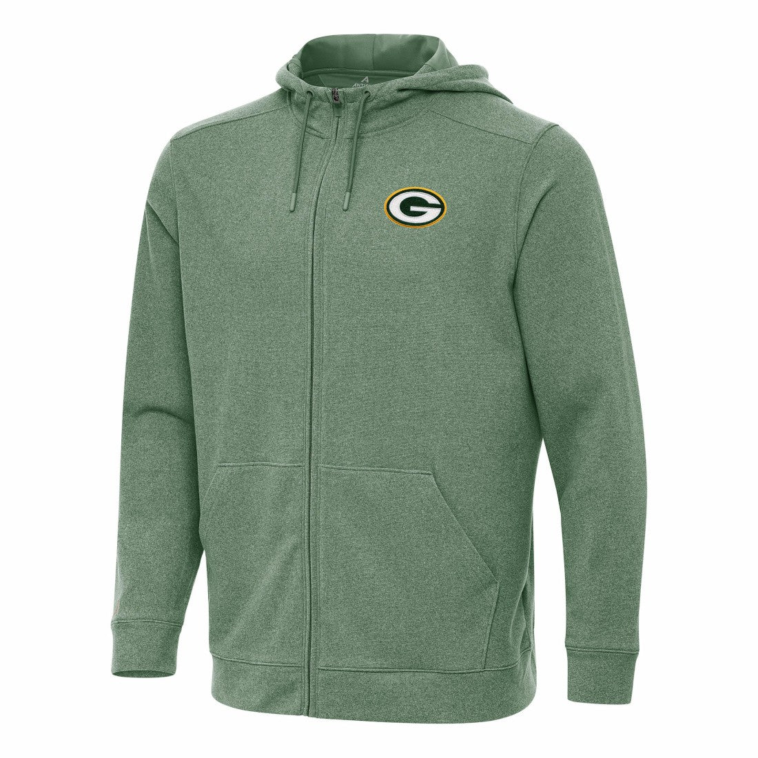 Green Bay Packers Antigua Effortless Full-Zip Hoodie Heather Green