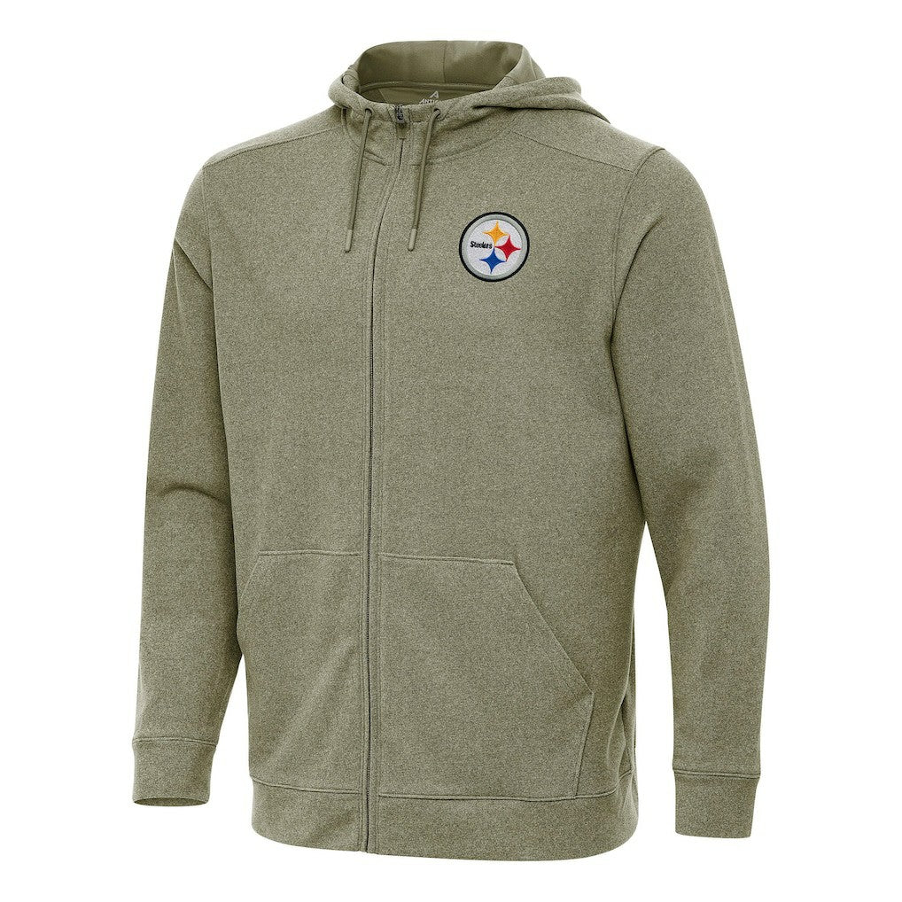 Pittsburgh Steelers Antigua Effortless Full-Zip Hoodie Olive