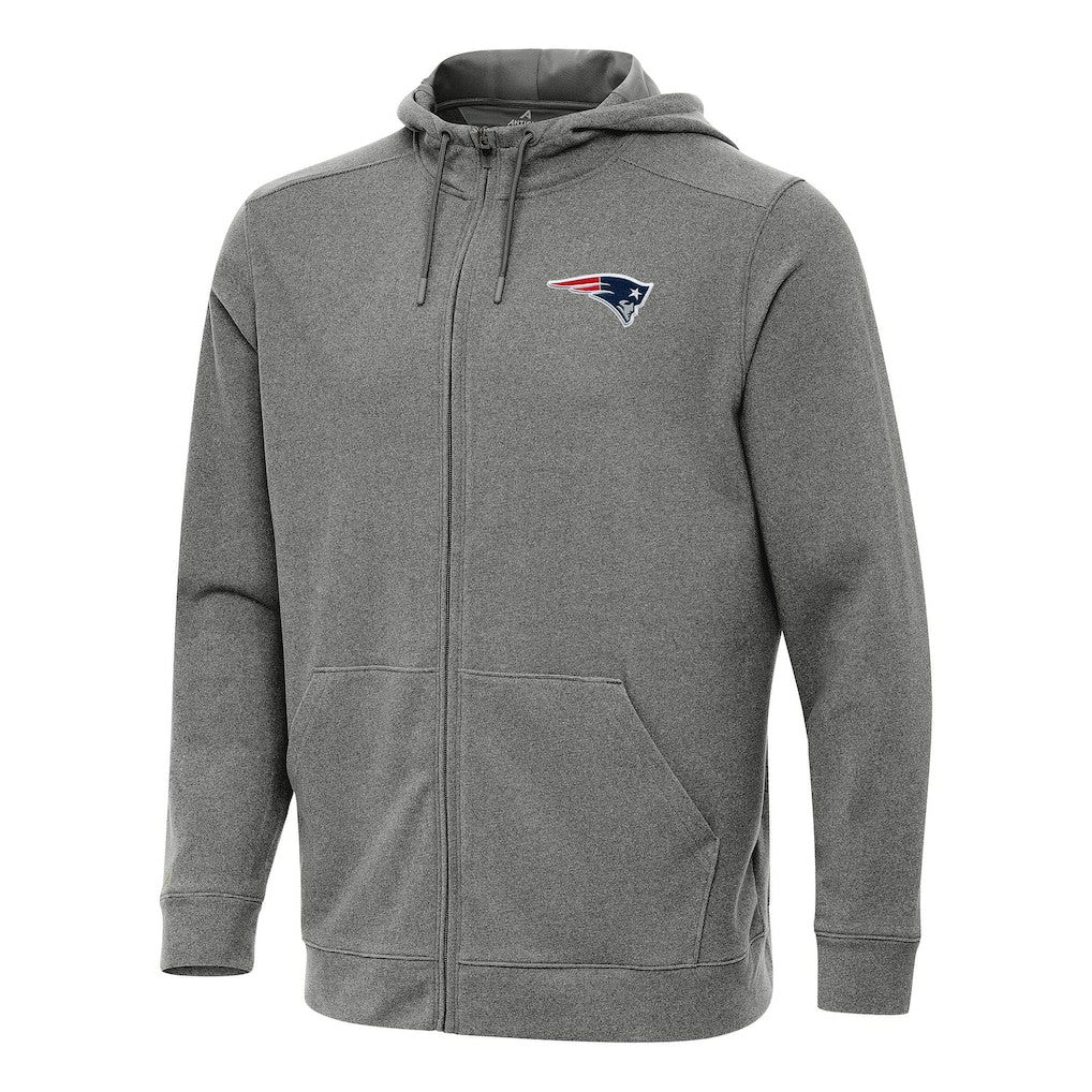 New England Patriots Antigua Effortless Full-Zip Hoodie Heather Black