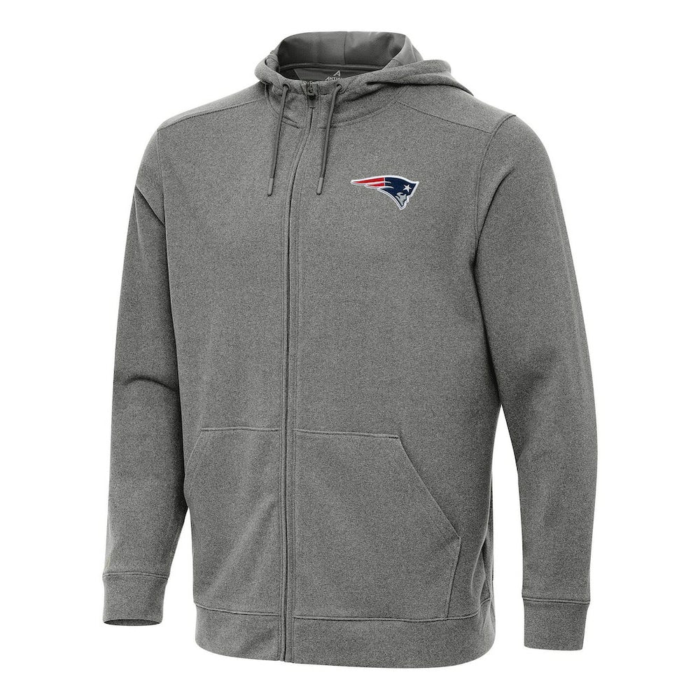 New England Patriots Antigua Effortless Full-Zip Hoodie Heather Black