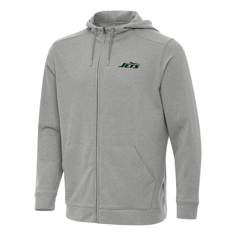 New York Jets Antigua Effortless Full-Zip Hoodie Heather Gray