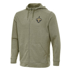 New Orleans Saints Antigua Effortless Full-Zip Hoodie Olive