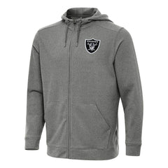 Las Vegas Raiders Antigua Effortless Full-Zip Hoodie Heather Black