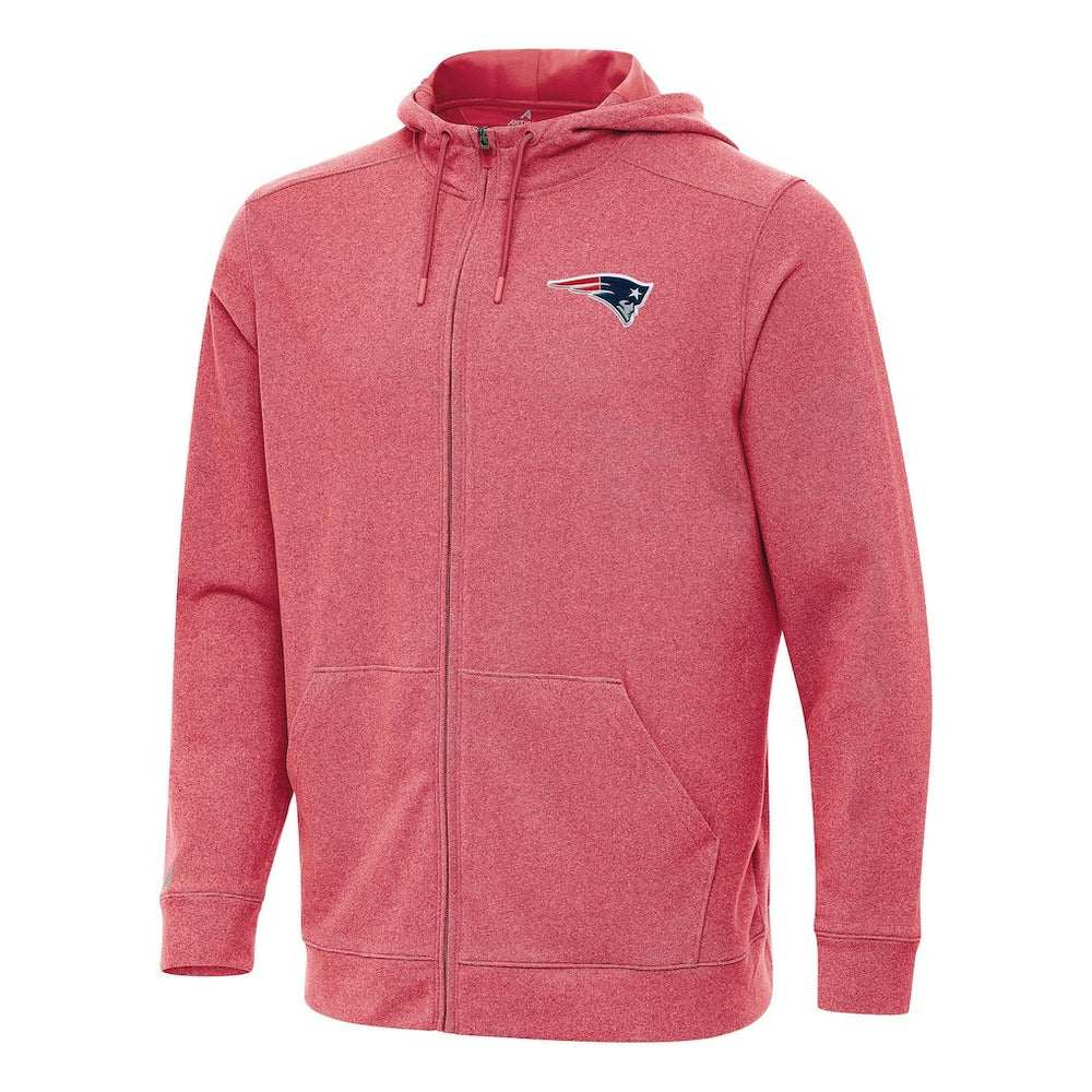 New England Patriots Antigua Effortless Full-Zip Hoodie Heather Red