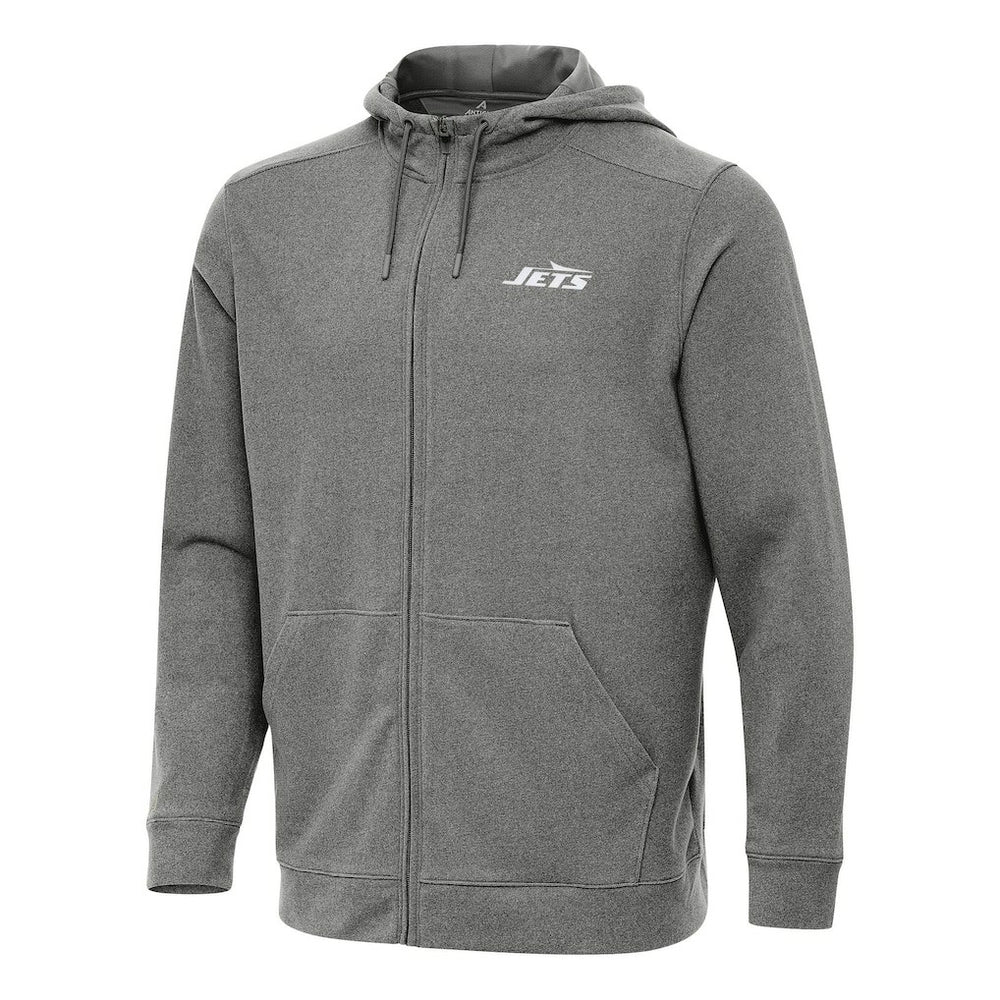 New York Jets Antigua Effortless Full-Zip Hoodie Heather Black