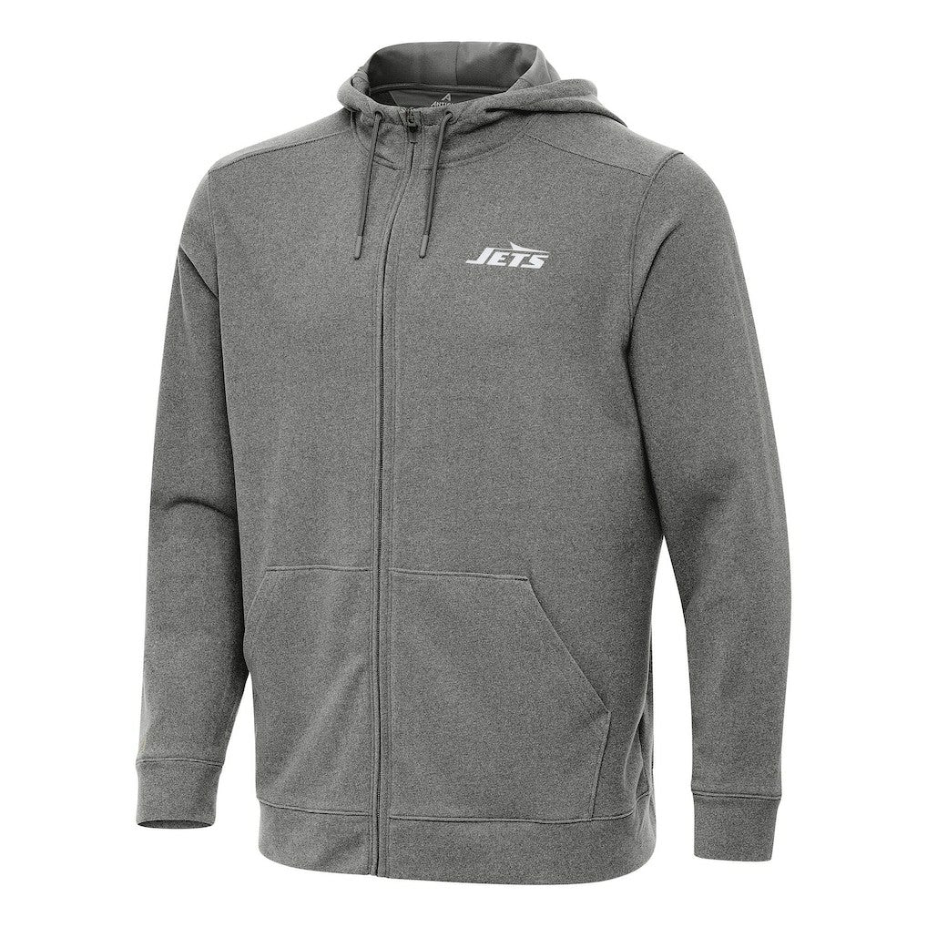New York Jets Antigua Effortless Full-Zip Hoodie Heather Black