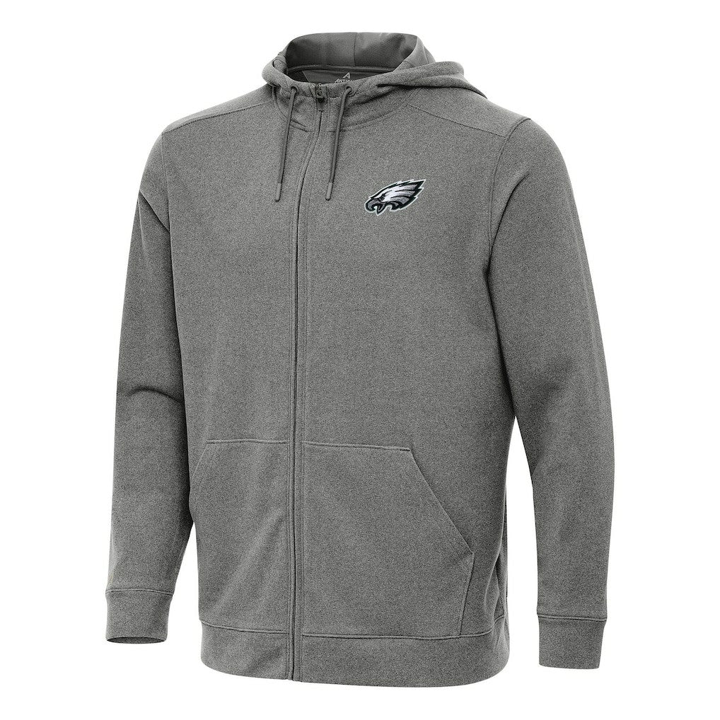 Philadelphia Eagles Antigua Effortless Full-Zip Hoodie Heather Black
