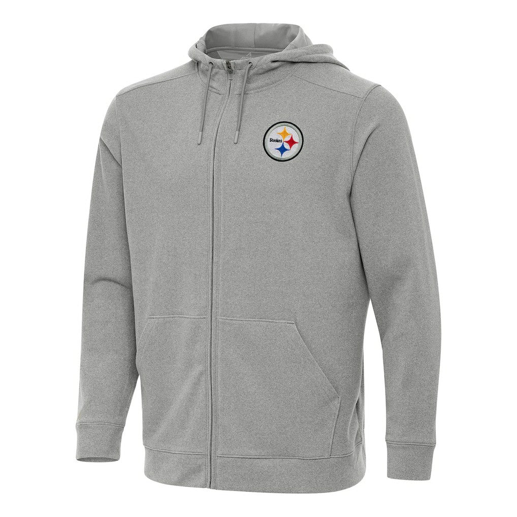 Pittsburgh Steelers Antigua Effortless Full-Zip Hoodie Heather Gray