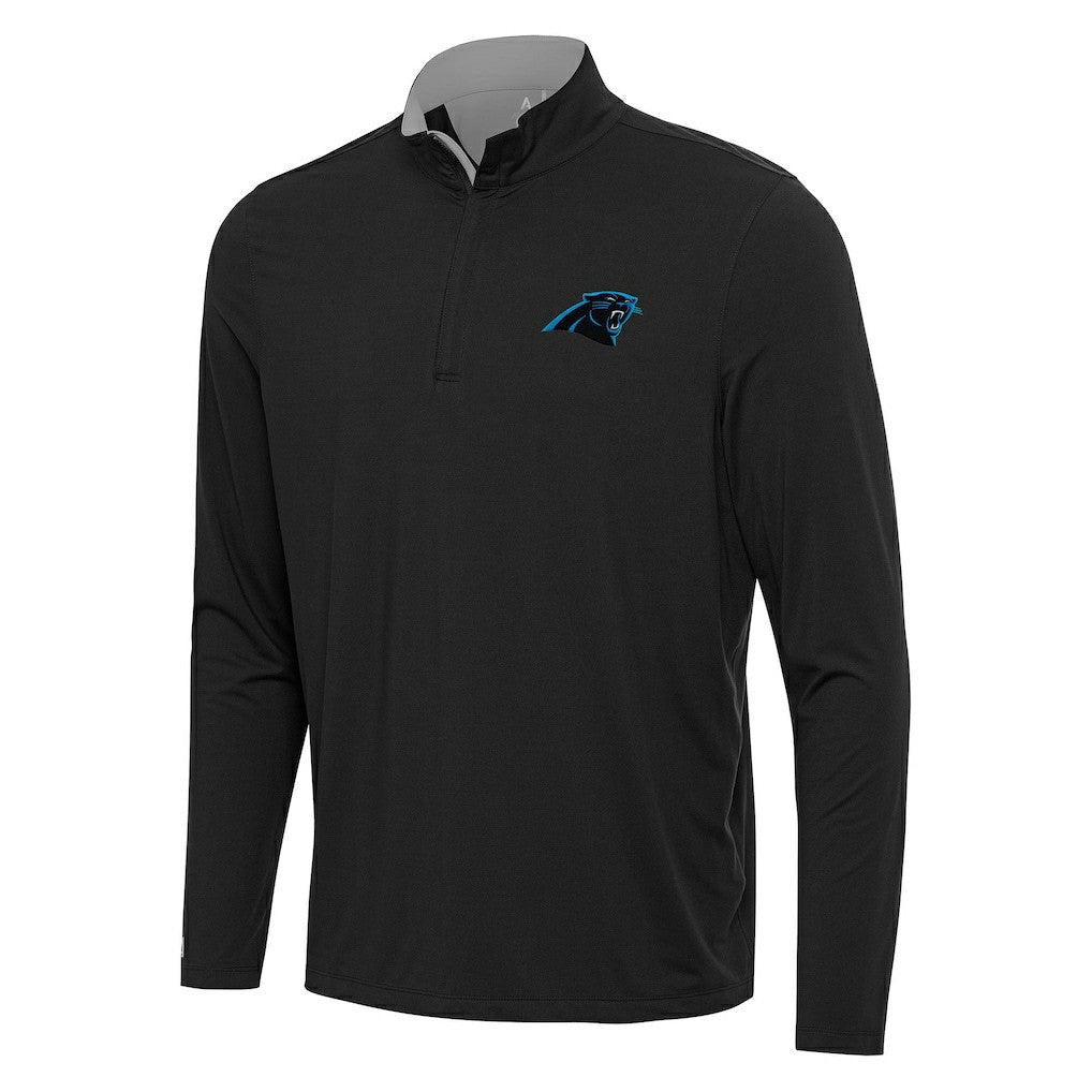 Carolina Panthers Antigua Content Quarter-Zip Pullover Top Black/Gray