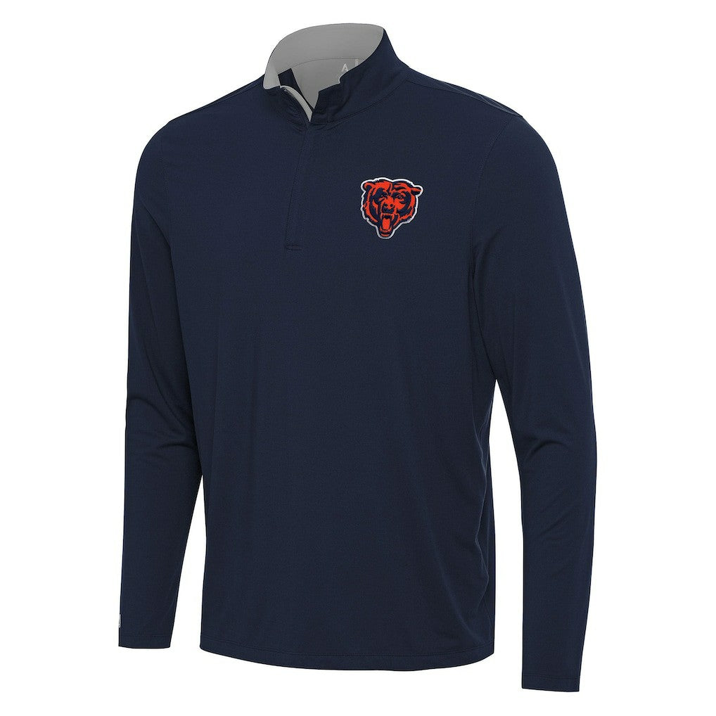 Chicago Bears Antigua Content Quarter-Zip Pullover Top Navy/Gray