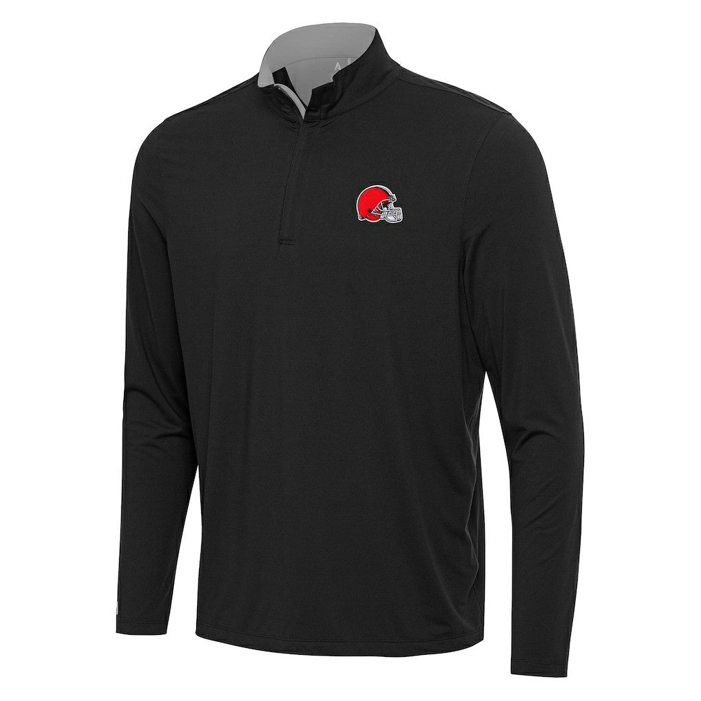 Cleveland Browns Antigua Content Quarter-Zip Pullover Top Black/Gray