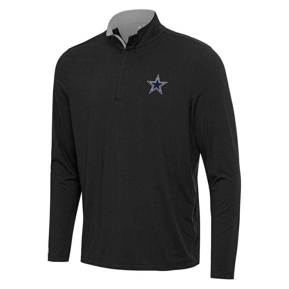 Dallas Cowboys Antigua Content Quarter-Zip Pullover Top Black/Gray