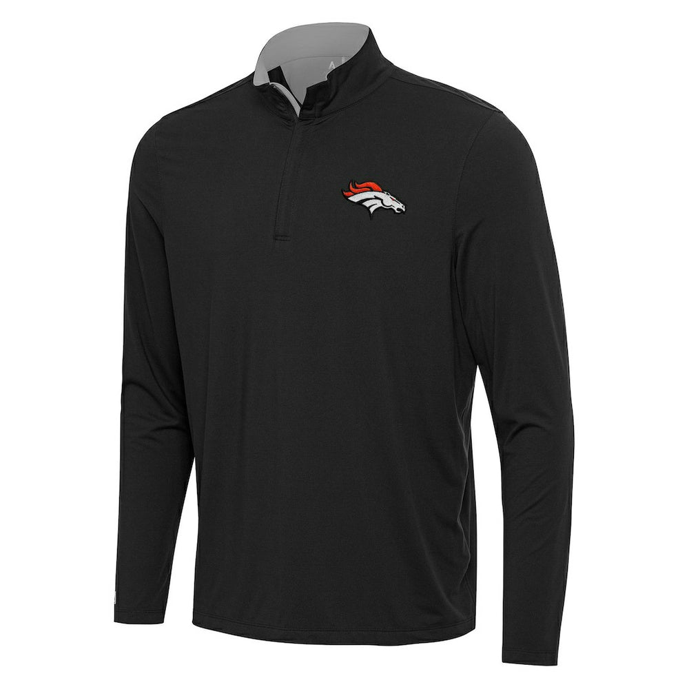 Denver Broncos Antigua Content Quarter-Zip Pullover Top Black/Gray