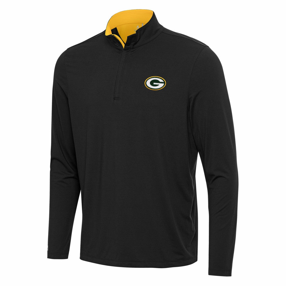 Green Bay Packers Antigua Content Quarter-Zip Pullover Top Black/Gold