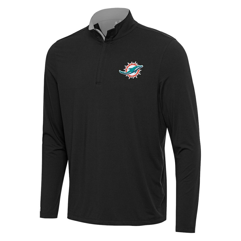 Miami Dolphins Antigua Content Quarter-Zip Pullover Top Black/Gray