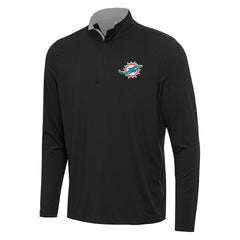 Miami Dolphins Antigua Content Quarter-Zip Pullover Top Black/Gray