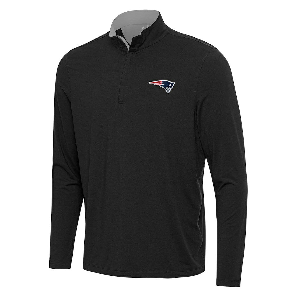 New England Patriots Antigua Content Quarter-Zip Pullover Top Black/Gray