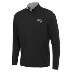 New England Patriots Antigua Content Quarter-Zip Pullover Top Black/Gray