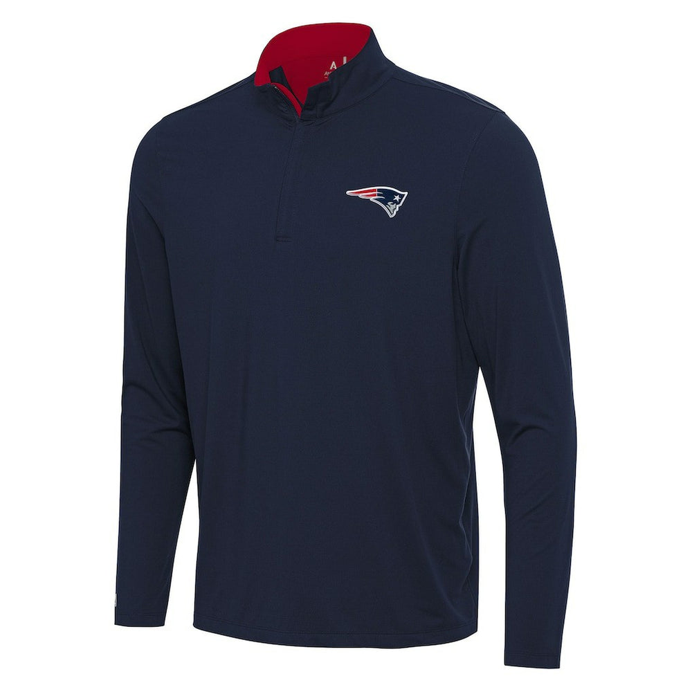 New England Patriots Antigua Content Quarter-Zip Pullover Top Navy/Red