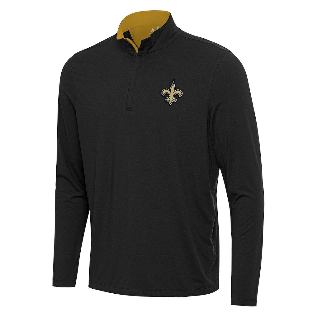 New Orleans Saints Antigua Content Quarter-Zip Pullover Top Black/Gold