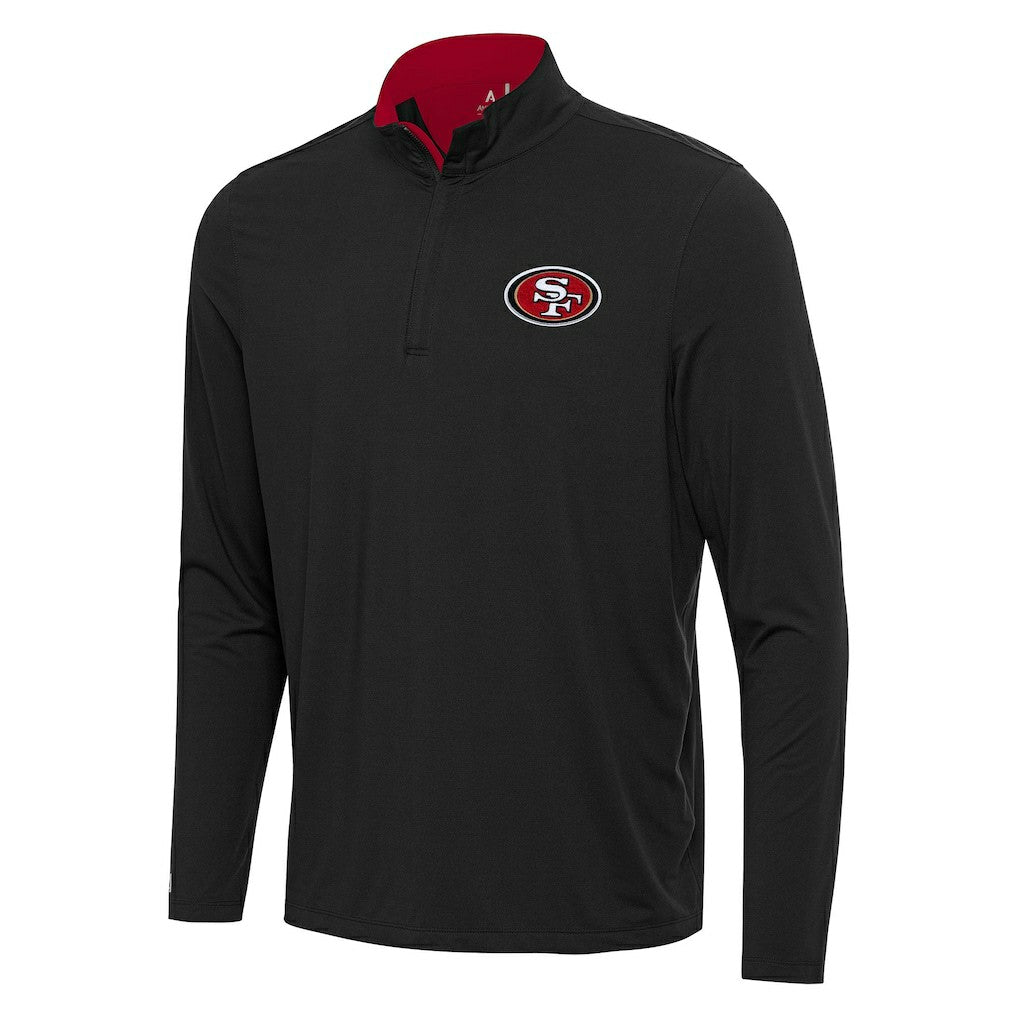 San Francisco 49ers Antigua Content Quarter-Zip Pullover Top Black/Scarlet