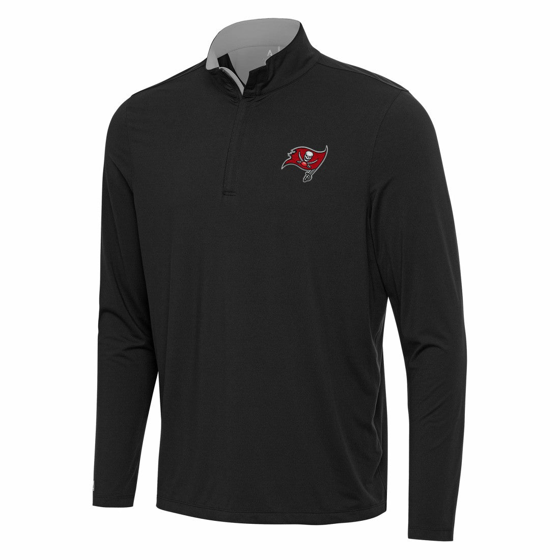 Tampa Bay Buccaneers Antigua Content Quarter-Zip Pullover Top Black/Gray