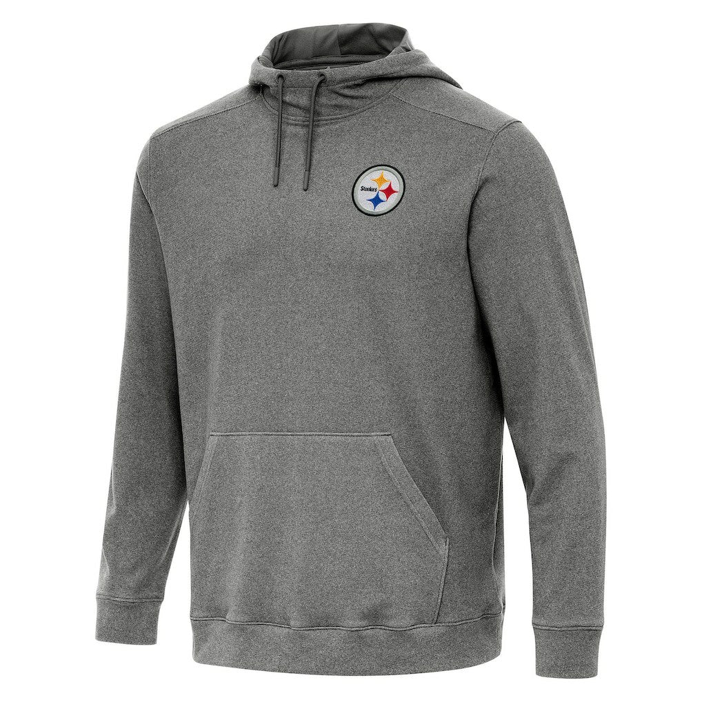 Pittsburgh Steelers Antigua Cloud Pullover Hoodie Heather Black