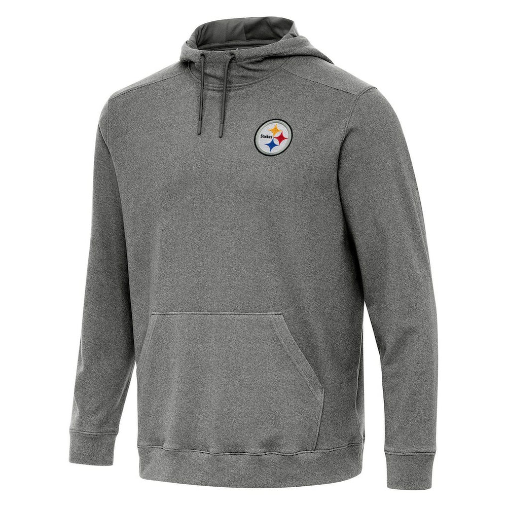 Pittsburgh Steelers Antigua Cloud Pullover Hoodie Heather Black