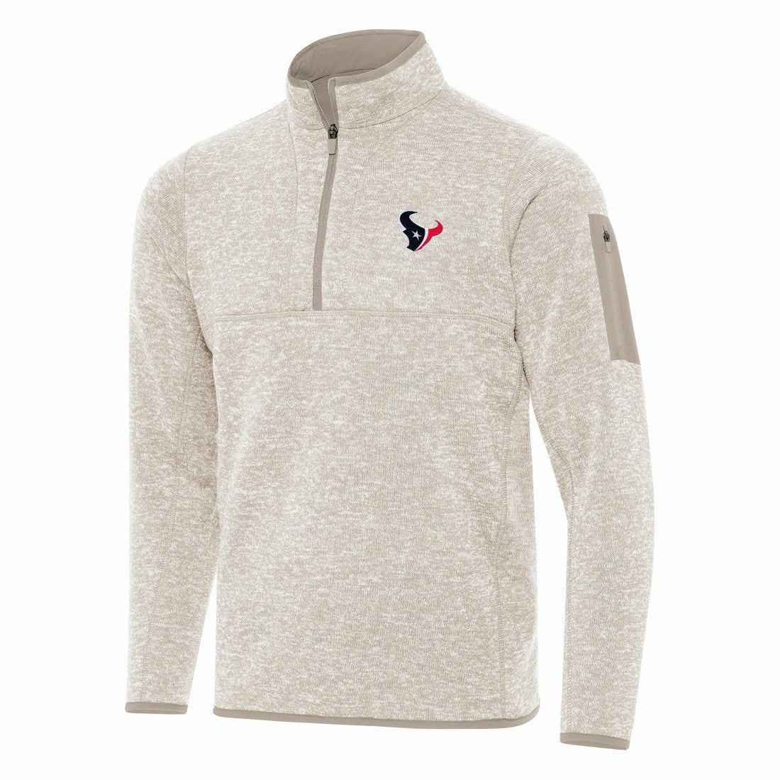 Houston Texans Antigua Fortune Quarter-Zip Pullover Jacket Oatmeal