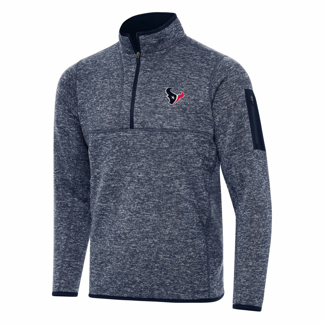 Houston Texans Antigua Fortune Quarter-Zip Pullover Jacket Heather Navy