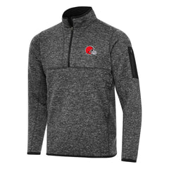 Cleveland Browns Antigua Fortune Quarter-Zip Pullover Jacket Heather Black