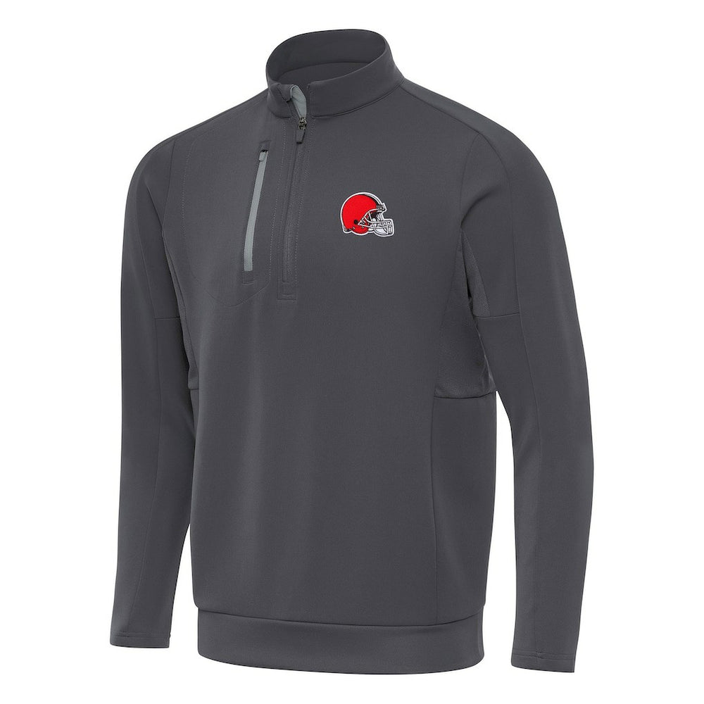 Cleveland Browns Antigua Generation Quarter-Zip Pullover Top Pewter