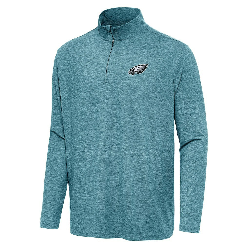 Philadelphia Eagles Antigua Hunk Quarter-Zip Jacket Heather Midnight Green