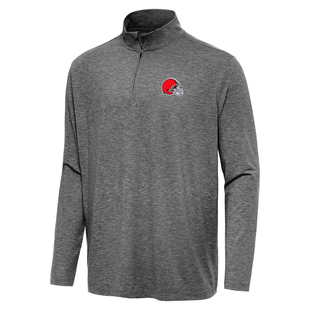 Cleveland Browns Antigua Hunk Quarter-Zip Jacket Heather Black
