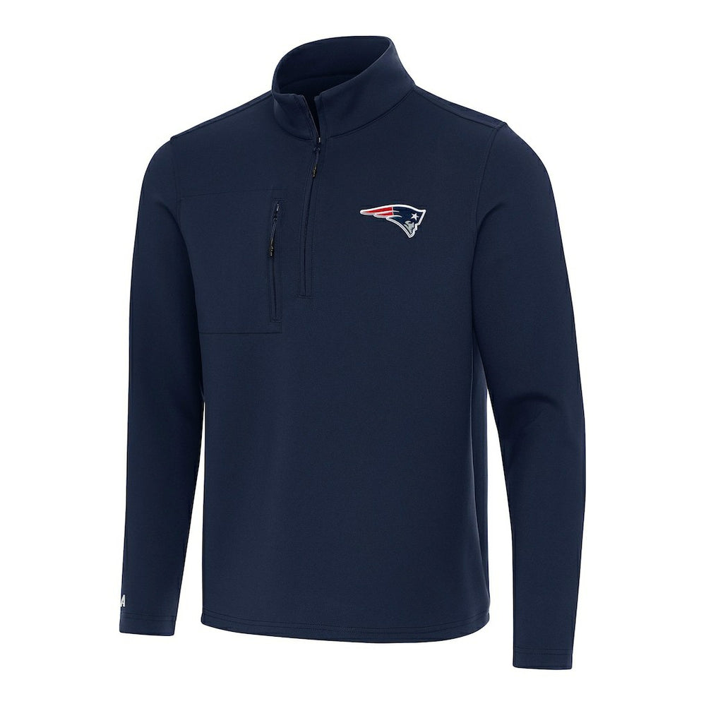 New England Patriots Antigua Insider Quarter-Zip Pullover Top Navy