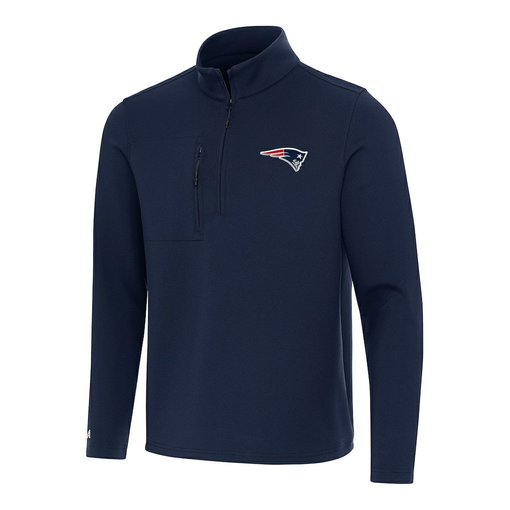 New England Patriots Antigua Insider Quarter-Zip Pullover Top Navy