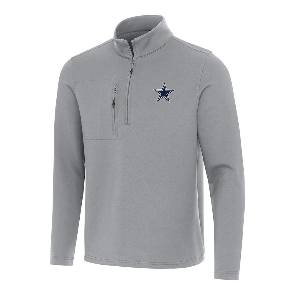 Dallas Cowboys Antigua Insider Quarter-Zip Pullover Top Gray