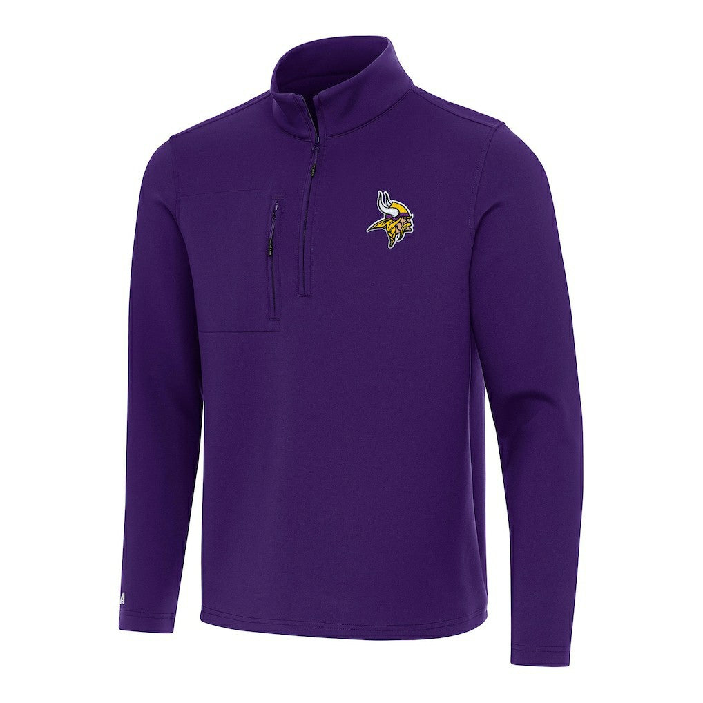 Minnesota Vikings Antigua Insider Quarter-Zip Pullover Top Purple