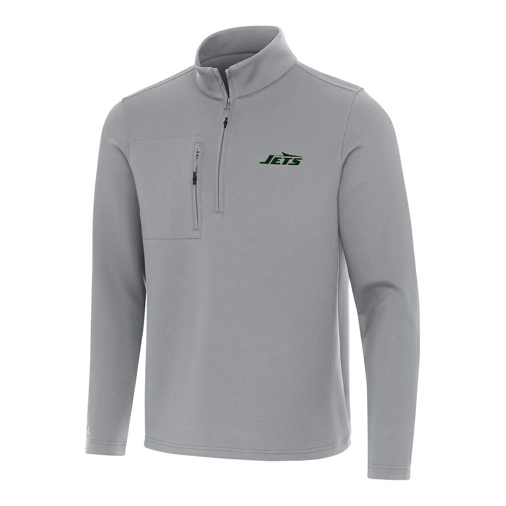 New York Jets Antigua Insider Quarter-Zip Pullover Top Gray