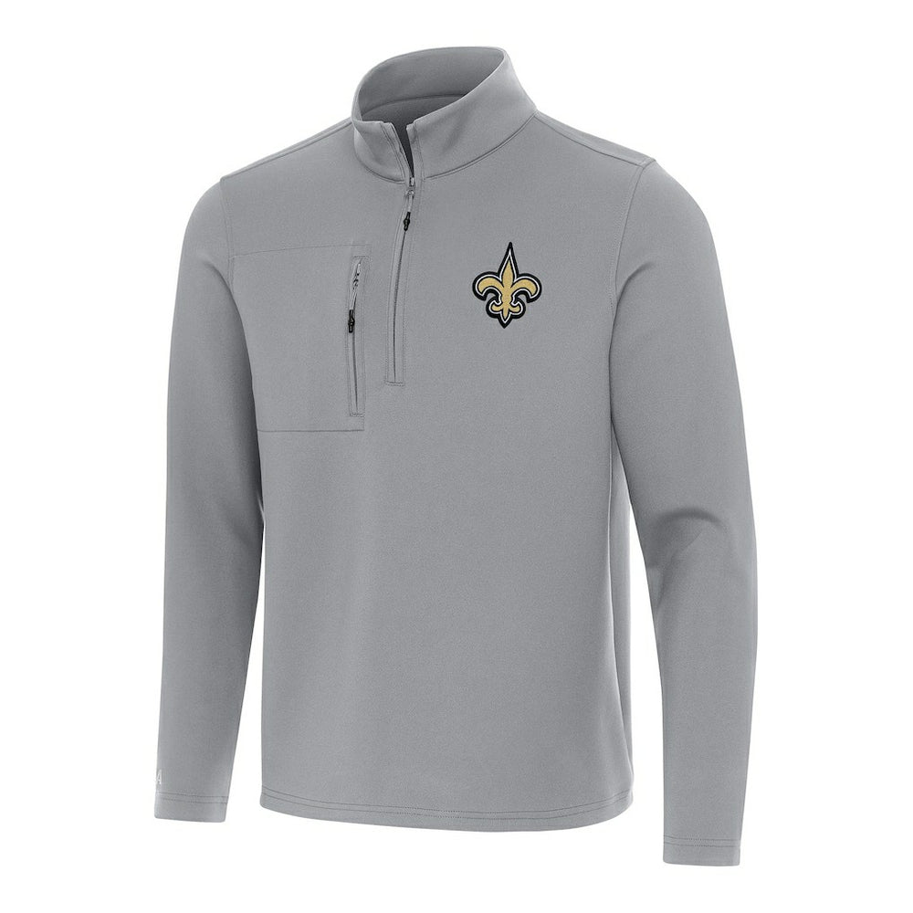 New Orleans Saints Antigua Insider Quarter-Zip Pullover Top Gray