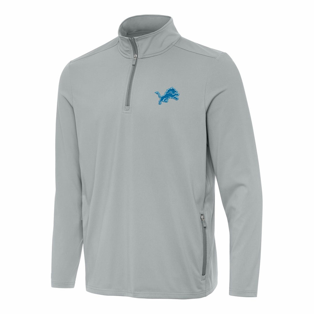 Detroit Lions Antigua Perilous Quarter-Zip Pullover Top Gray